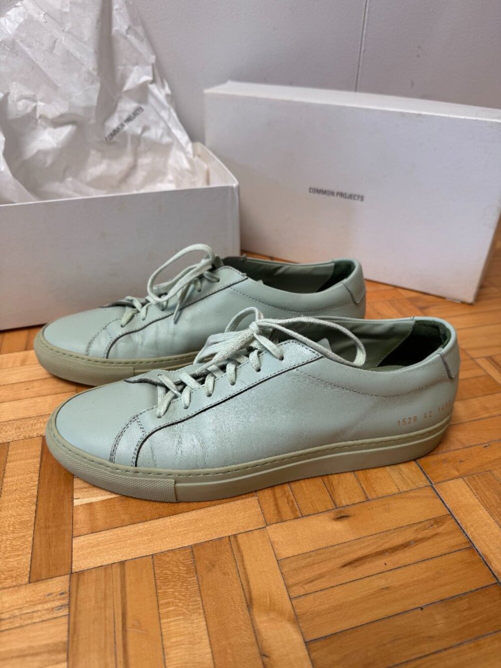 Mint Green Common Projects Achiles Sneakers US 9